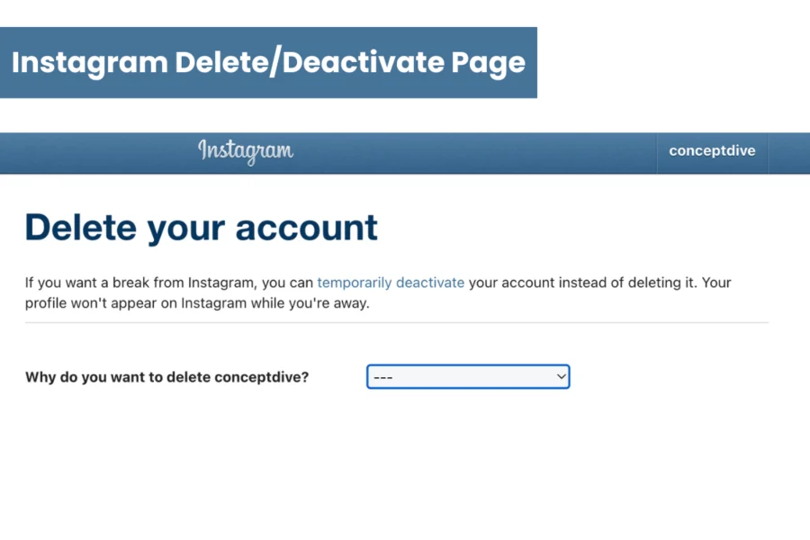 instagram delete deactivate page